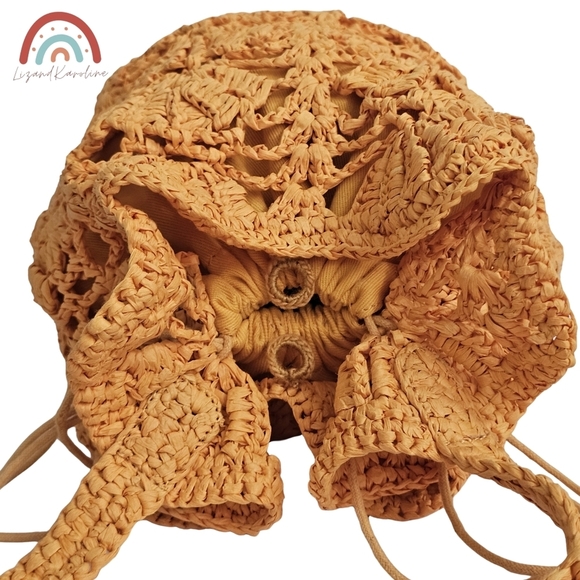 New! J. Crew Small Handknotted Faux Raffia Bucket Bag with Crochet Cherries - Picture 8 of 16